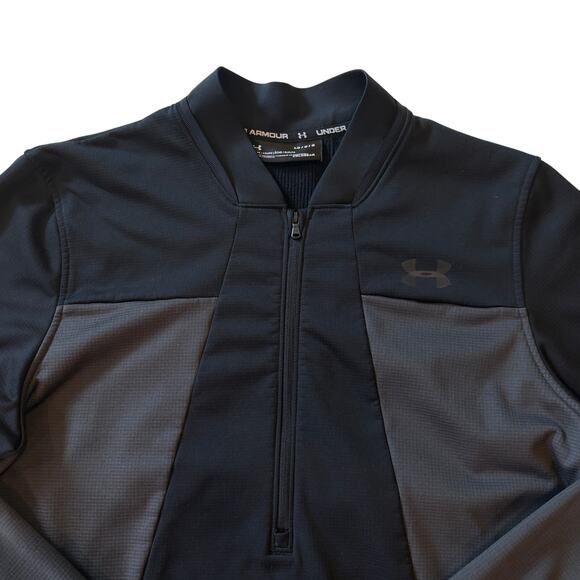 Under Armour Shirt Mens Large Black Loose Coldgear 1/2 Zip Performance Fleece - Picture 3 of 10